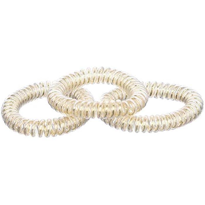Titania Transparent Rubber Hair Ties - Gold, 3 Pieces